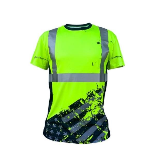 SafetyShirtz American Grit Yellow/Green Class 2 Type-R Reflective Safety Short Sleeve Shirt - Image 3