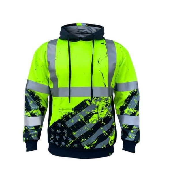 SafetyShirtz American Grit Yellow/Green Class 3 Type-R Safety Hoodie - Image 3