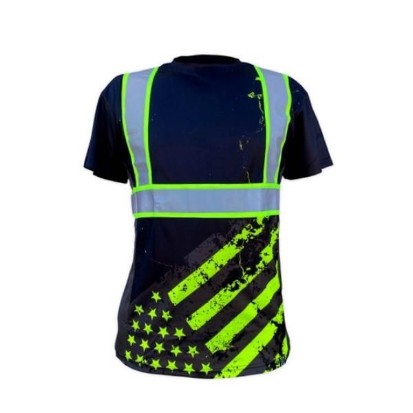 SafetyShirtz Stealth American Grit - Black - Type-O Reflective Safety Short Sleeve Shirt - Image 2