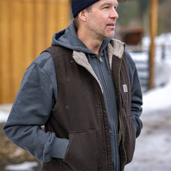 Carhartt Loose Fit Washed Duck Sherpa-Lined Mock-Neck Vest - Image 2