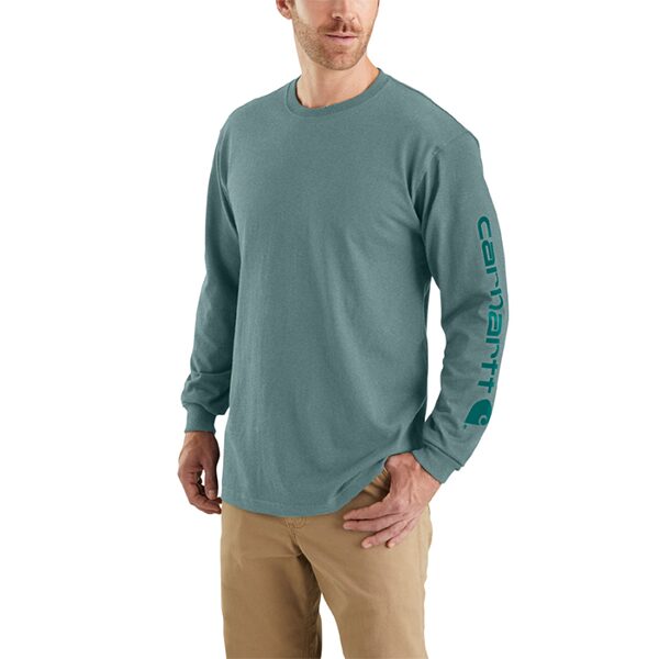 Carhartt Loose Fit Heavyweight Long-Sleeve Logo Sleeve Graphic T-Shirt - Image 3
