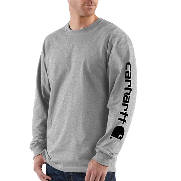 Carhartt Loose Fit Heavyweight Long-Sleeve Logo Sleeve Graphic T-Shirt - Image 5