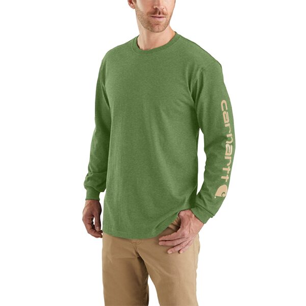Carhartt Loose Fit Heavyweight Long-Sleeve Logo Sleeve Graphic T-Shirt - Image 2