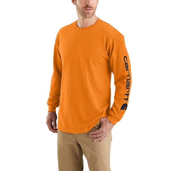Carhartt Loose Fit Heavyweight Long-Sleeve Logo Sleeve Graphic T-Shirt - Image 8