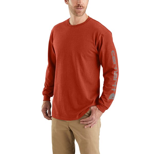 Carhartt Loose Fit Heavyweight Long-Sleeve Logo Sleeve Graphic T-Shirt - Image 9