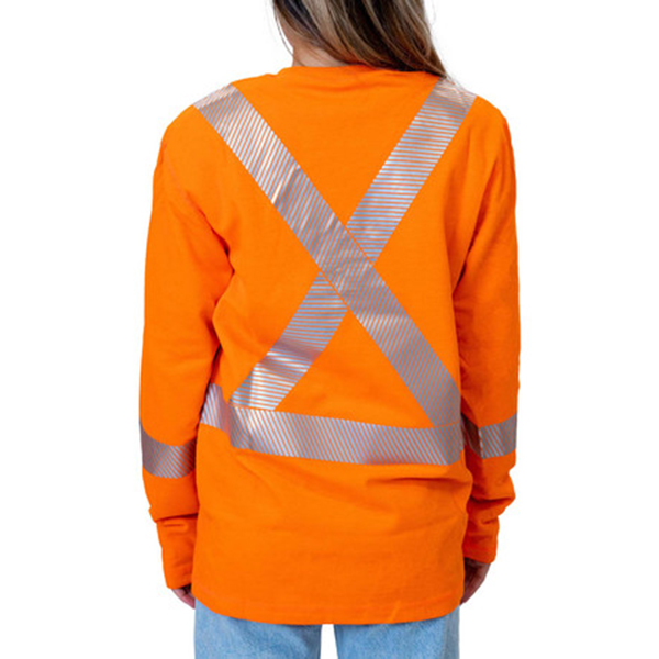 DragonWear Women's FR Pro Dry® Long Sleeve Hi-Vis Orange Shirt - Image 3