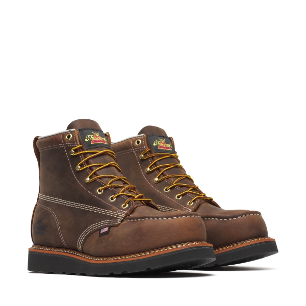 Thorogood American Heritage - 6" Crazy Horse Safety Toe - Moc Toe Black MAXWear Wedge