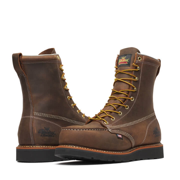 Thorogood American Heritage - 8" Trail Crazy Horse Black Heel Safety Toe - Moc Toe MAXWear Wedge - Image 3