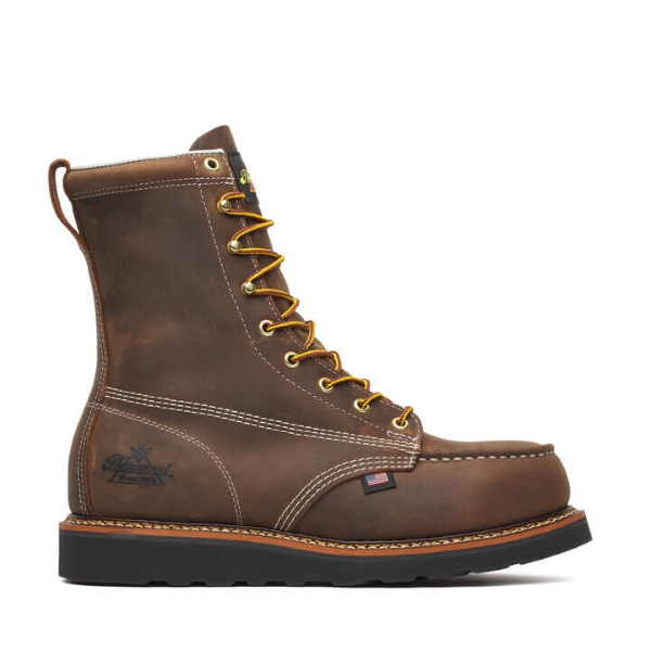 Thorogood American Heritage - 8" Trail Crazy Horse Black Heel Safety Toe - Moc Toe MAXWear Wedge - Image 2