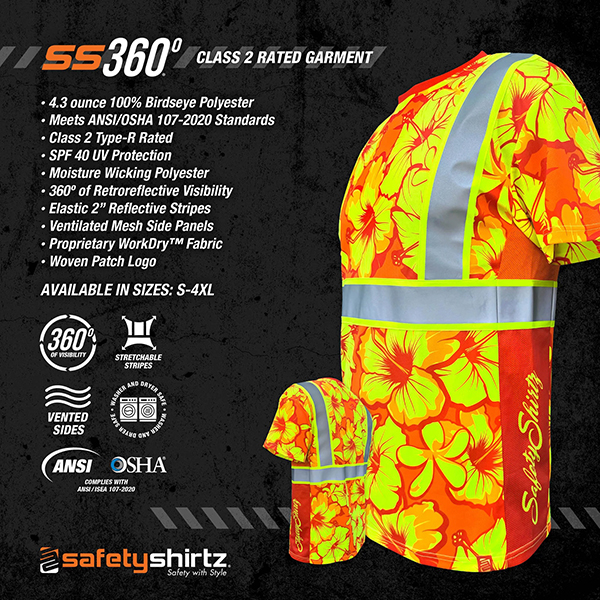 SafetyShirtz SS360 Tropic Heat - Orange - Class 2 - Type-R - UPF 40 - Reflective Safety Shirt - Image 4