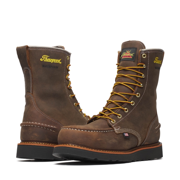 Thorogood 1957 Series - WP 8" Crazy Horse Steel Moc Toe Black Wedge - Image 3