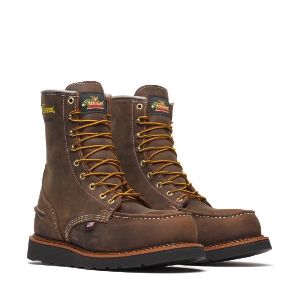 Thorogood 1957 Series - WP 8" Crazy Horse Steel Moc Toe Black Wedge