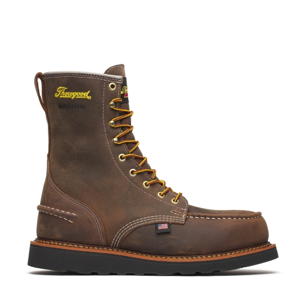 Thorogood 1957 Series - WP 8" Crazy Horse Steel Moc Toe Black Wedge - Image 2